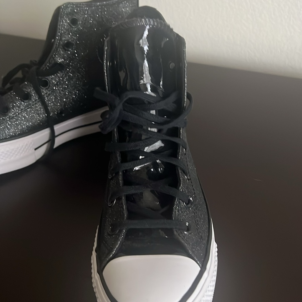 Black Glitter Platform Converse - image 8